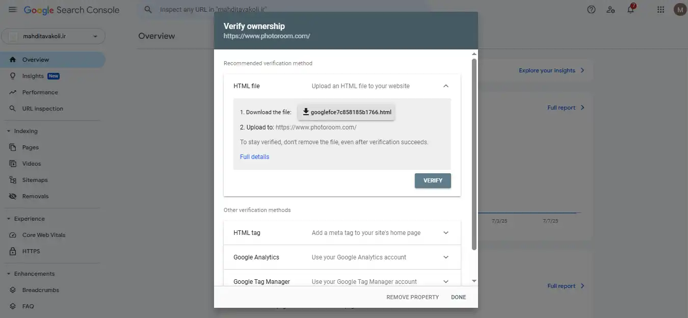 ثبت سایت در گوگل با فایل html