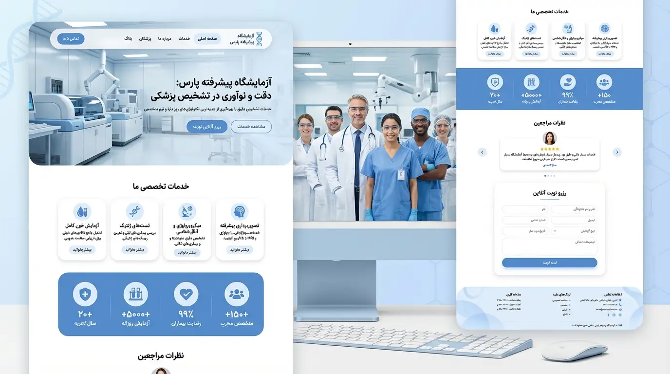 نمونه کار طراحی سایت آزمایشگاه پزشکی