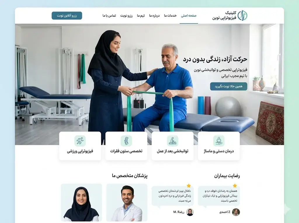 طراحی سایت کلینیک فیزیوتراپی